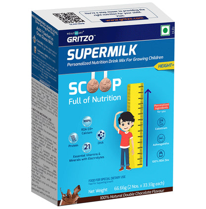 Gritzo Scoop Full of Nutrition Height+ Supermilk Powder Double Chocolate - Classic Derma