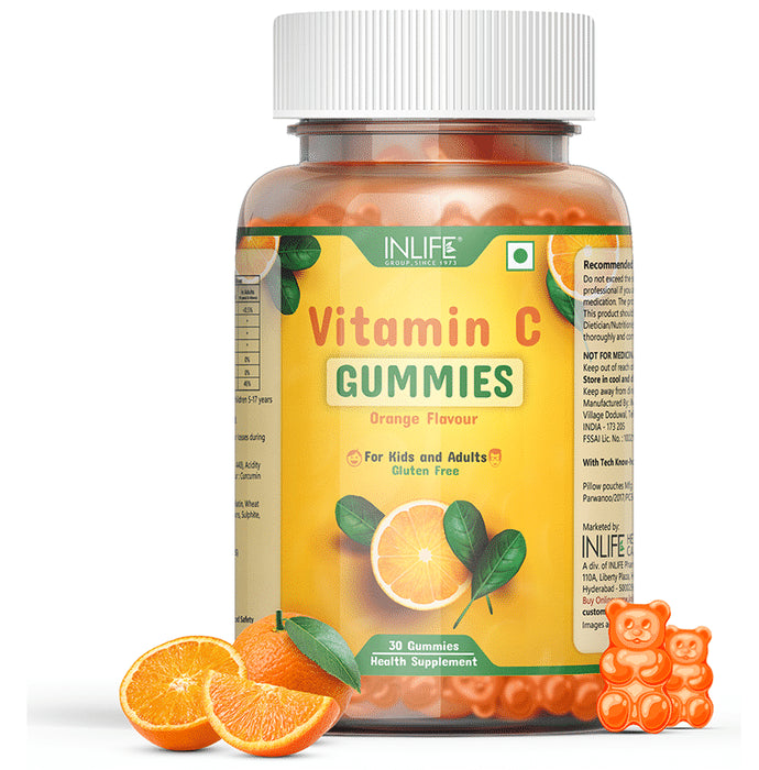 Inlife Vitamin C Gummies Orange Gluten Free
