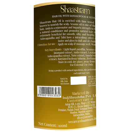 Shaastram Hair Oil Sandalwood & Vetiver