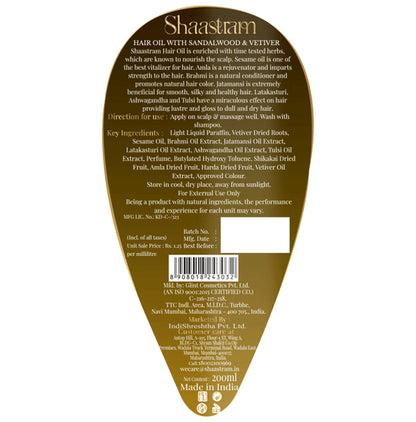 Shaastram Hair Oil Sandalwood & Vetiver