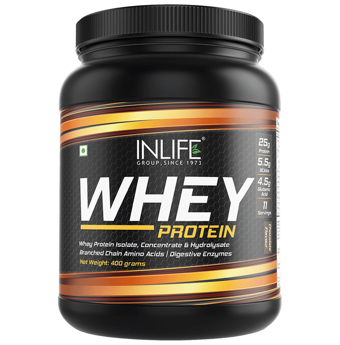 Inlife Whey Protein Powder | With Digestive Enzymes for Muscle Growth | Flavour Chocolate - Classic Derma
