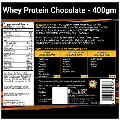 Inlife Whey Protein Powder | With Digestive Enzymes for Muscle Growth | Flavour Chocolate