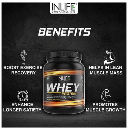 Inlife Whey Protein Powder | With Digestive Enzymes for Muscle Growth | Flavour Chocolate