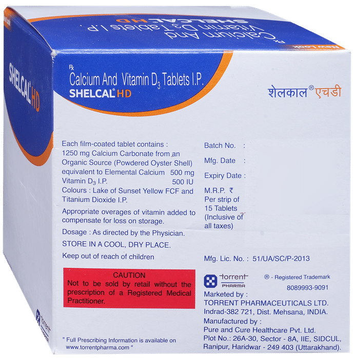 Shelcal - HD Tablet with Calcium & Vitamin D3 | Bone, Joint & Muscle Care