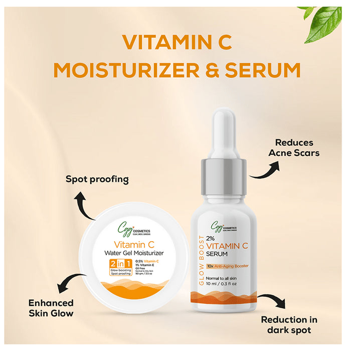 CGG Cosmetics Vitamin C Water Gel Moisturizer 90gm & 10ml Sample of 2% Vitamin C Serum Free