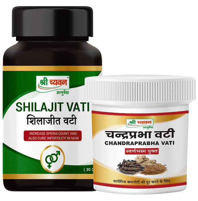 Shri Chyawan Combo Pack of Chandraprabha Vati (60 Each) & Shilajit Vati (30 Each) - Classic Derma