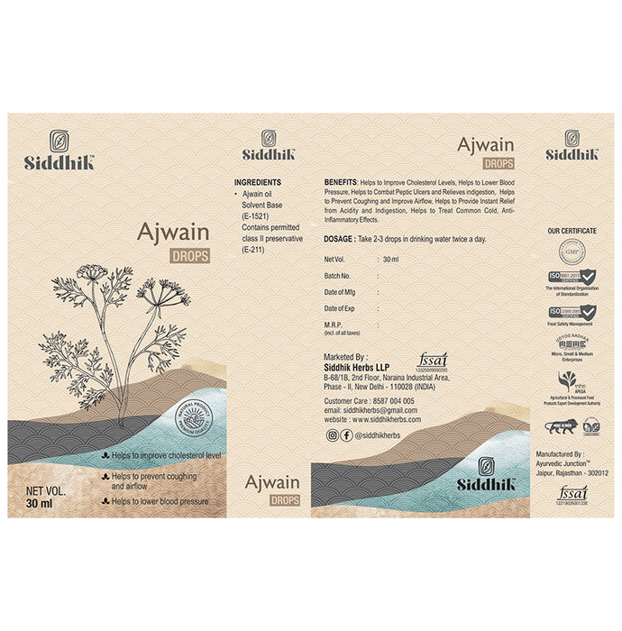 Siddhik Combo Pack of Golden Drops Multiflora Honey 500gm & Ajwain Drop 30ml