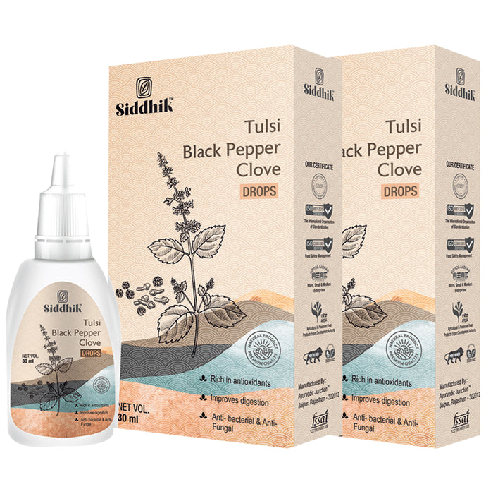 Siddhik Tulsi Black Pepper Clove Drop (30ml Each) - Classic Derma