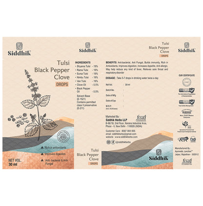 Siddhik Tulsi Black Pepper Clove Drop (30ml Each)
