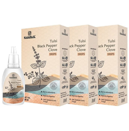 Siddhik Tulsi Black Pepper Clove Drop (30ml Each) - Classic Derma