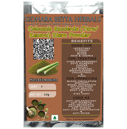 Sidhara Betta Herbals Powder Colocasia Esculenta Stem - Classic Derma