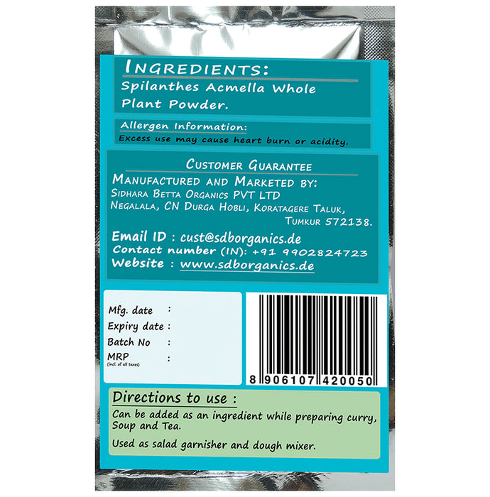 Sidhara Betta Herbals Spilanthes Acmella Whole Plant Powder