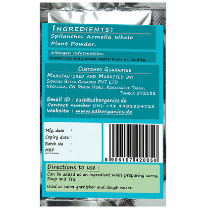 Sidhara Betta Herbals Spilanthes Acmella Whole Plant Powder