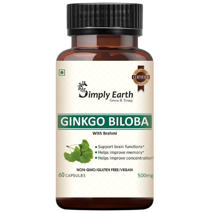 Simply Earth Ginkgo Biloba 500mg Capsule with Brahmi - Classic Derma