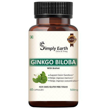 Simply Earth Ginkgo Biloba 500mg Capsule with Brahmi - Classic Derma