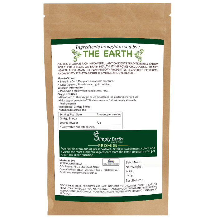 Simply Earth Ginkgo Biloba Extract Powder