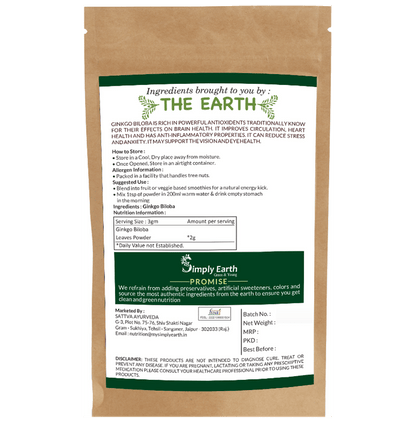 Simply Earth Ginkgo Biloba Extract Powder