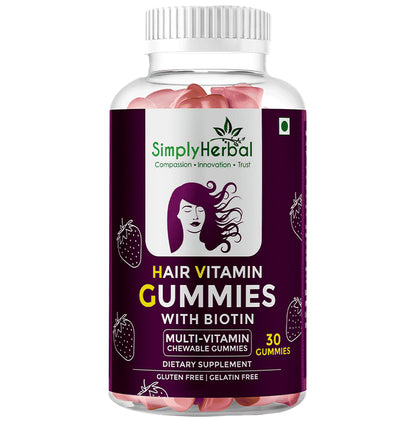 Simply Herbal Hair Vitamin Gummies with Biotin - Classic Derma