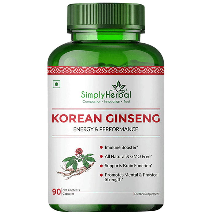 Simply Herbal Korean Ginseng Vegetarian Capsules - Classic Derma