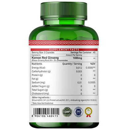 Simply Herbal Korean Ginseng Vegetarian Capsules