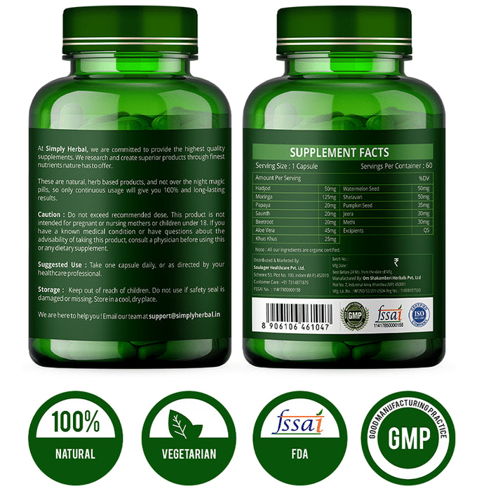 Simply Herbal Organics Calcium Magnesium Zinc Vitamin D3 Capsule