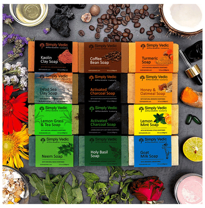 Simply Vedic Combo Pack of Soap 100gm Each (3 Holy Basil & 3 Neem)