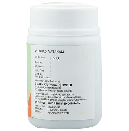 Sitaram Ayurveda Vyoshadi Vatakam(50gm Each)