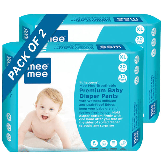 Mee Mee Breathable Premium Baby Diaper Pants with Wetness Indicator (20 Each) XL - Classic Derma