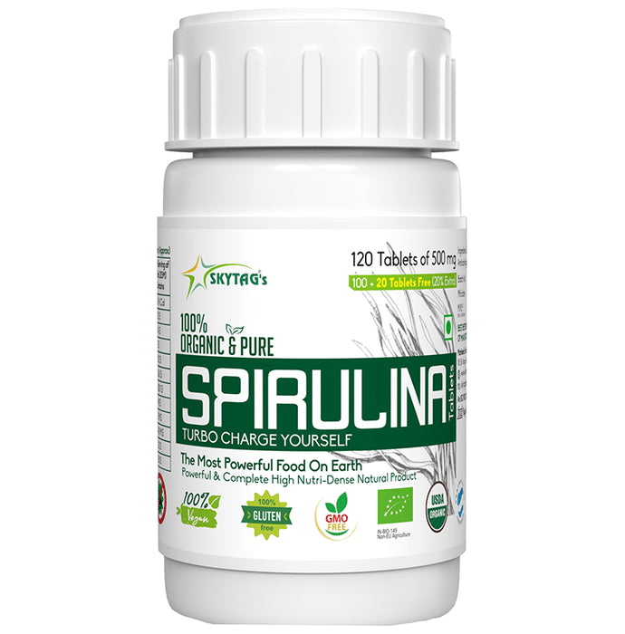 Skytag 100% Organic & Pure Spirulina 500mg Tablet - Classic Derma