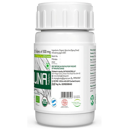 Skytag 100% Organic & Pure Spirulina 500mg Tablet