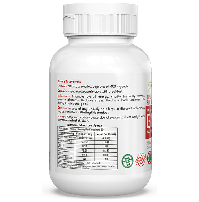 Skytag 100% Pure & Original Red Korean Gingseng 400mg Capsule