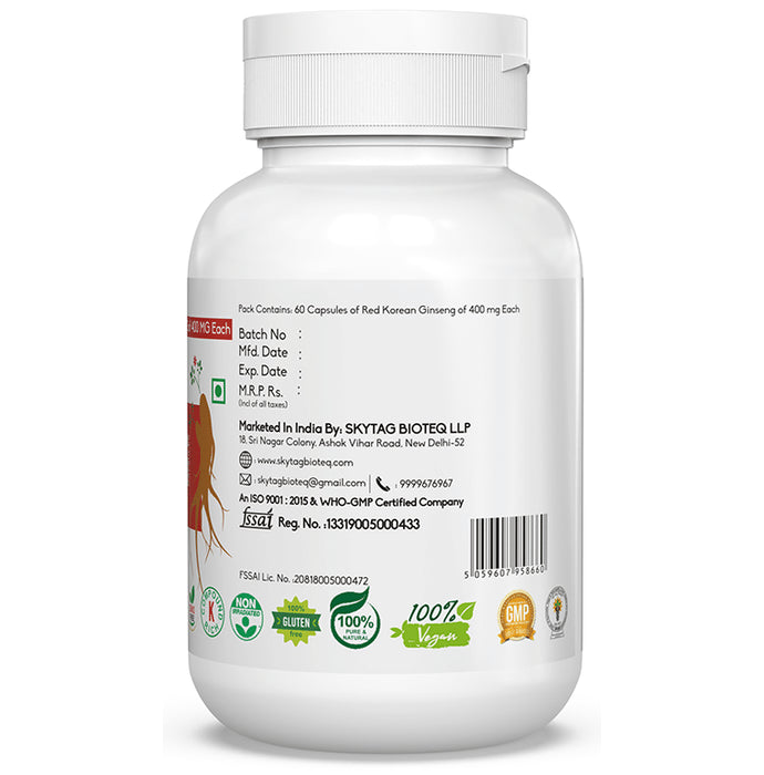 Skytag 100% Pure & Original Red Korean Gingseng 400mg Capsule
