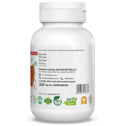 Skytag 100% Pure & Original Red Korean Gingseng 400mg Capsule