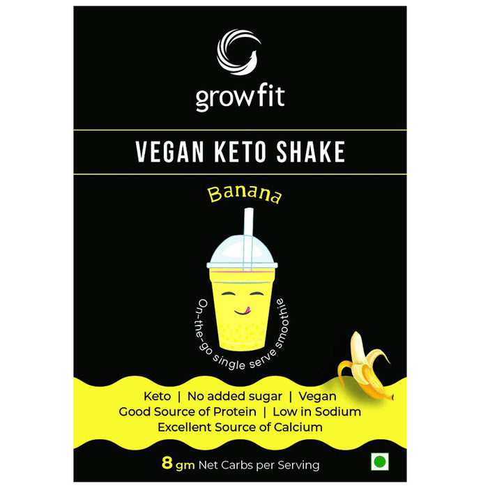 Growfit Vegan Keto Shake Sachet (60gm Each) Banana - Classic Derma