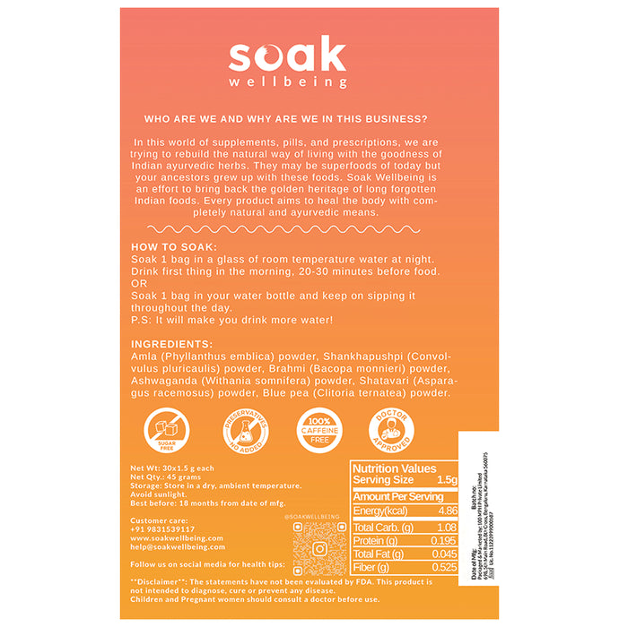 Soak Wellbeing Energy Powder (1.5gm Each)