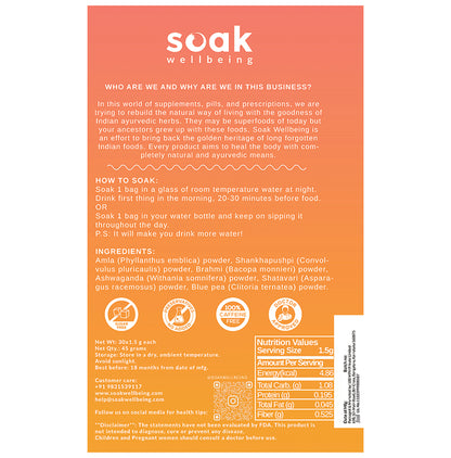 Soak Wellbeing Energy Powder (1.5gm Each)