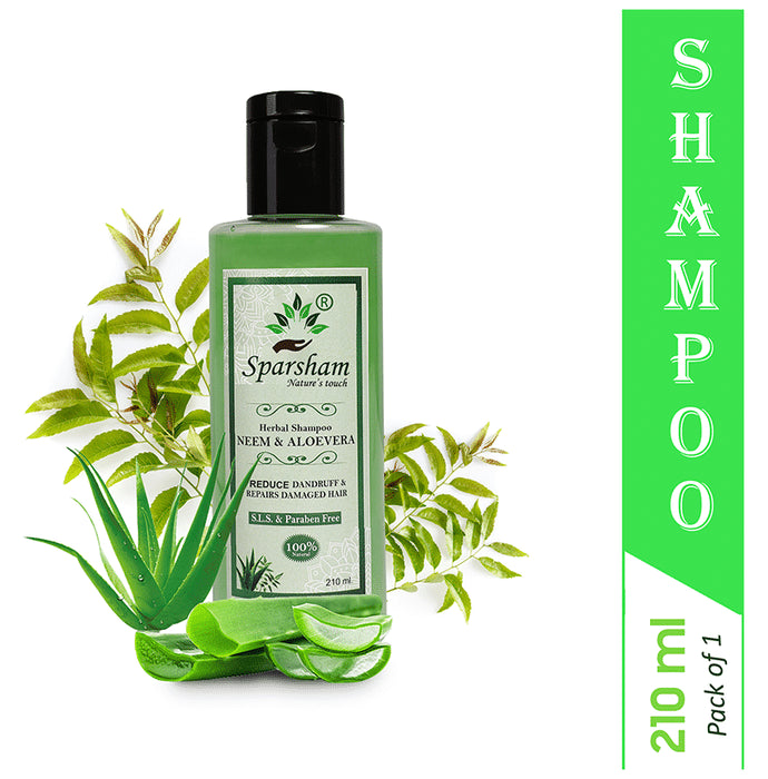 Sparsham Neem And Aovera Herbal Shampoo (210ml Each) SLS & Paraben Free