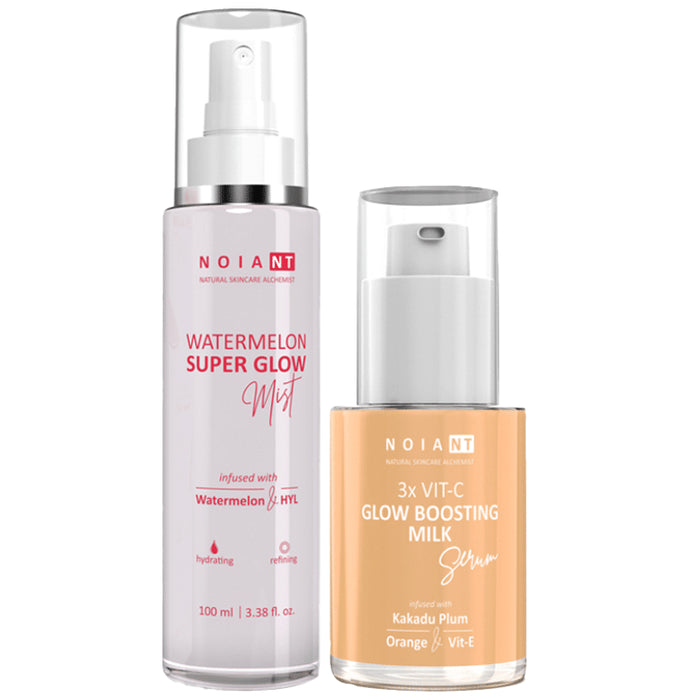 Noiant Combo Pack of Watermelon Super Glow Mist 100ml & 3x Vit-C Glow Boosting Milk Serum 30ml - Classic Derma