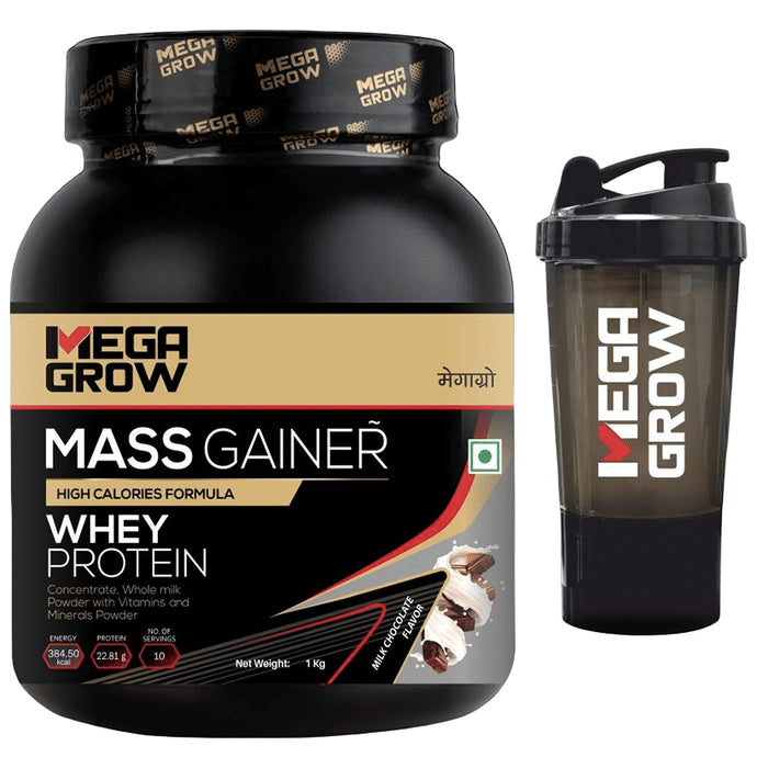 Megagrow Mass Gainer Powder with Shaker Milk Chocolate - Classic Derma