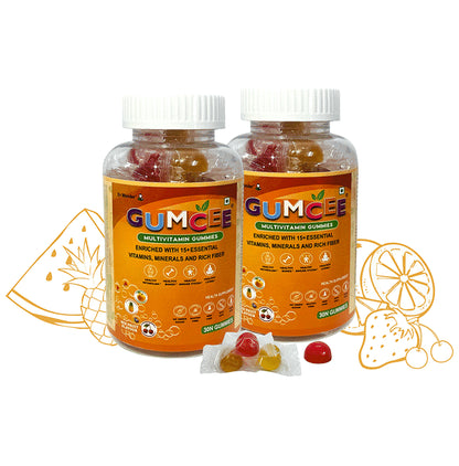 Gumcee Multivitamin Gummies with 15 Essential Vitamins (30 Each) Mix Fruit