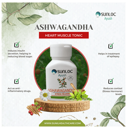 Sunloc Ayush Ashwagandha Stress Reliever Capsule (30 Each)