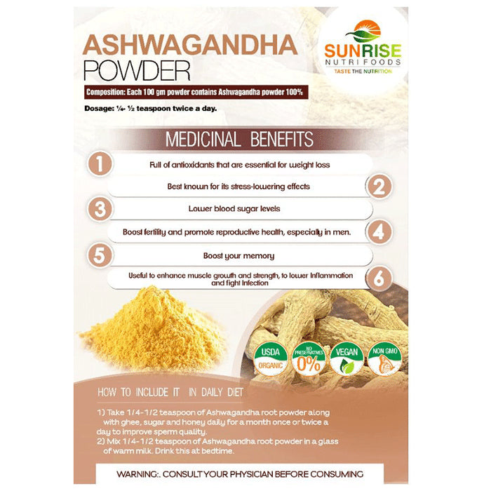 Sunrise Nutri Foods Ashwagandha Powder