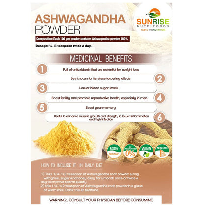 Sunrise Nutri Foods Ashwagandha Powder