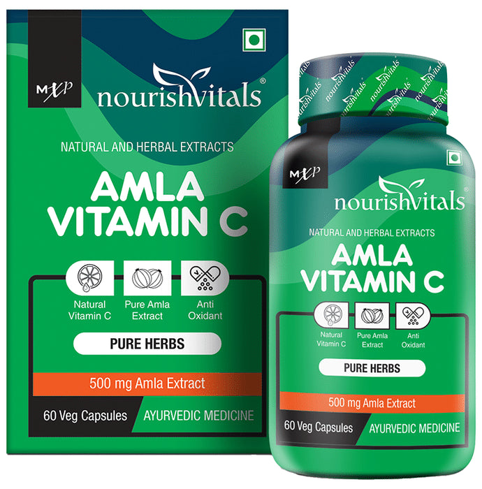 NourishVitals Amla Vitamin C 500mg Veg Capsule (60 Each) - Classic Derma