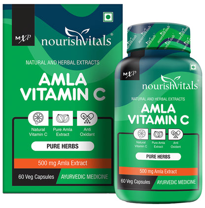 NourishVitals Amla Vitamin C 500mg Veg Capsule (60 Each) - Classic Derma