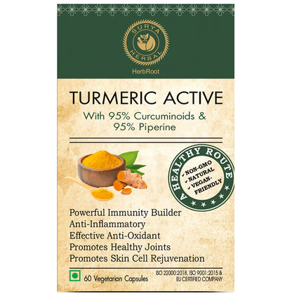 Surya Herbal HerbRoot Turmeric Active Vegietarian Capsule (60 Each) - Classic Derma