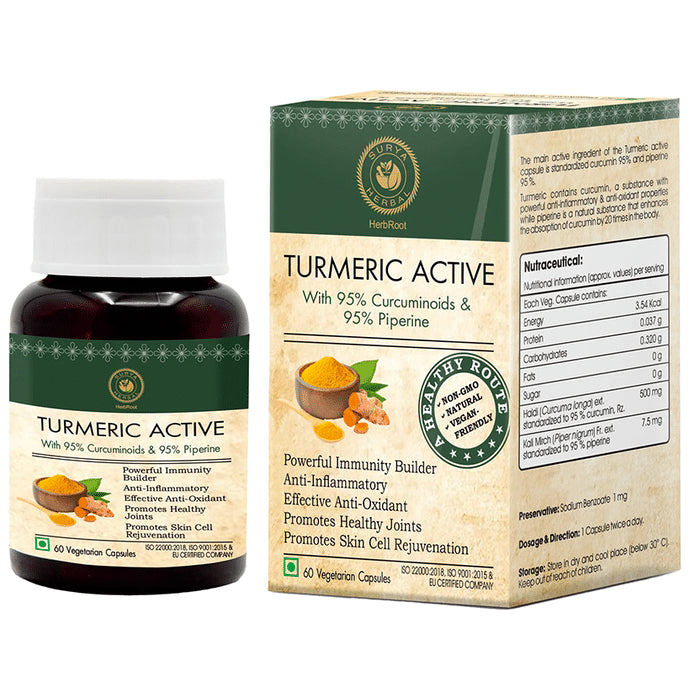 Surya Herbal HerbRoot Turmeric Active Vegietarian Capsule (60 Each)