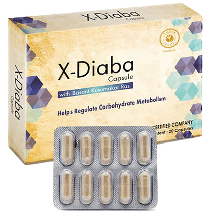 Surya Herbal X-Diaba Capsule with Basant Kusumakar Ras (20 Each)