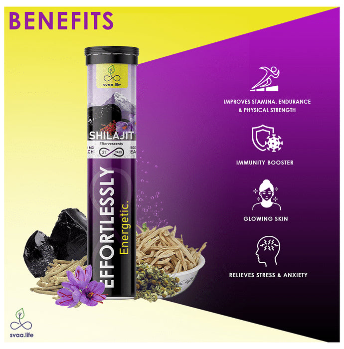 Svaa.Life Effortlessly Energetic Shilajit Effervescent Tablet (21 Each)