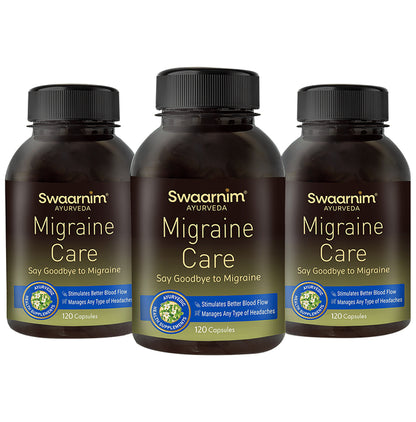 Swaarnim Ayurevda Migraine Care Capsule (120 Each) - Classic Derma